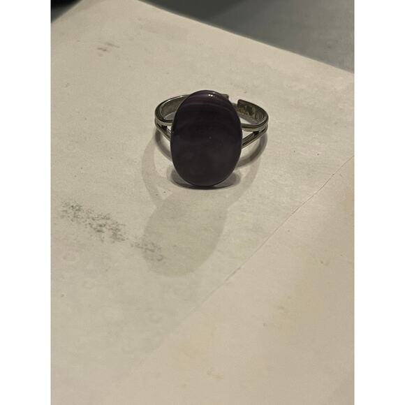 Vintage Sterling Silver Russian Natural Charoite  Purple Stone Ring - Picture 5 of 6